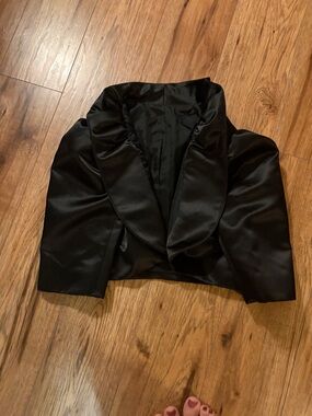 Black Satin Cropped Bolero Jacket - Women
